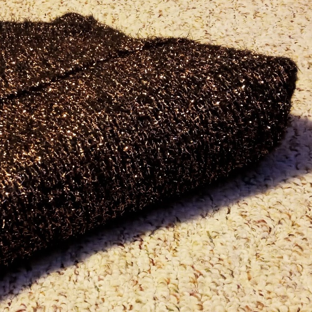 SALE***Nice Jennifer Lopez Sweater Women's Sz L Metallic Gold Copper Black Cozy - Picture 6 of 12